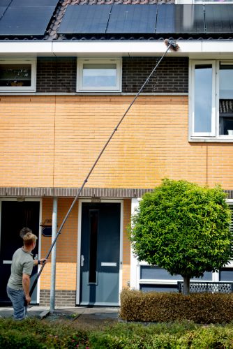 Teleszkópos napelem tisztító alumínium mosókefe vegyszer adagolóval üveg lehúzóval 6,5 m